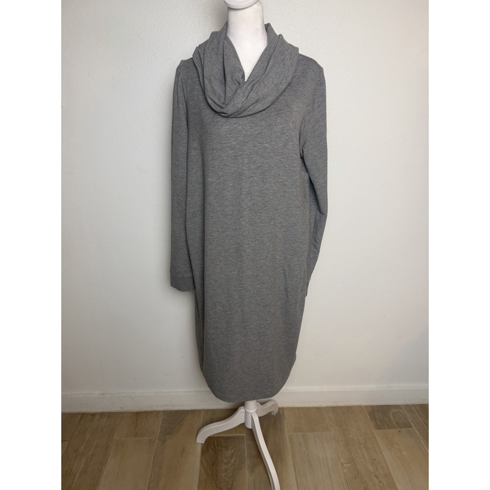 Ralph Lauren Polo Women's Grey Cowl Neck Midi Lightweight Sweatshirt Dress Large